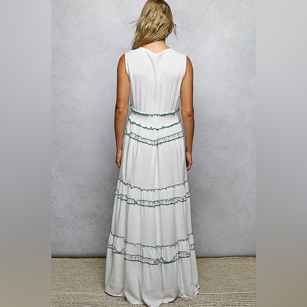 🌟SUMMER SALE🌟Ivory+Teal Multi Maxi Dress - Picture 5 of 5